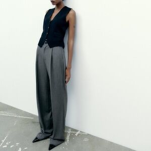 Zara pinstripe wideleg trouser pants
